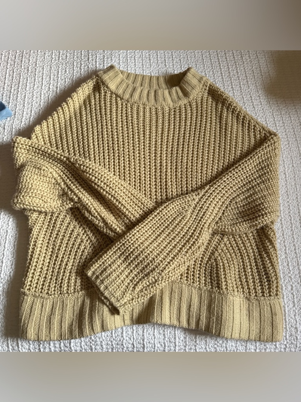 Chunky Knit Crewneck Sweater in Warm Beige